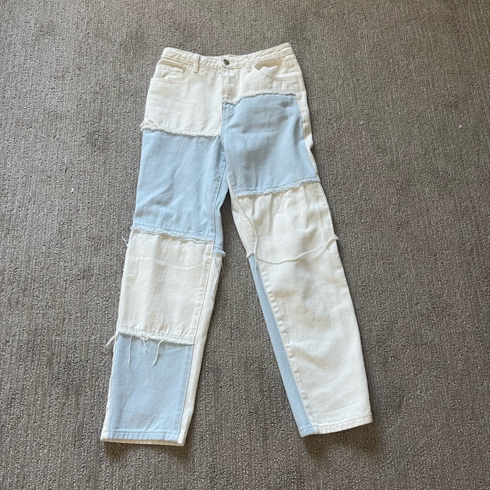 Blue and White Patterned Jeans